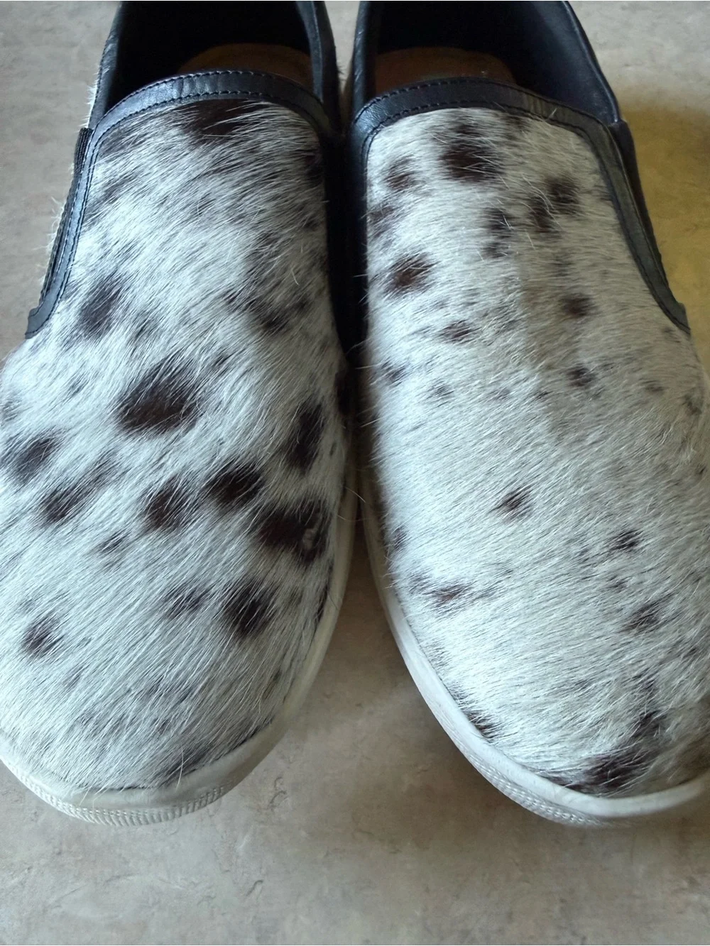 Myra Bag White and Brown Authentic Cowhide Slip-On Flats - size 8
